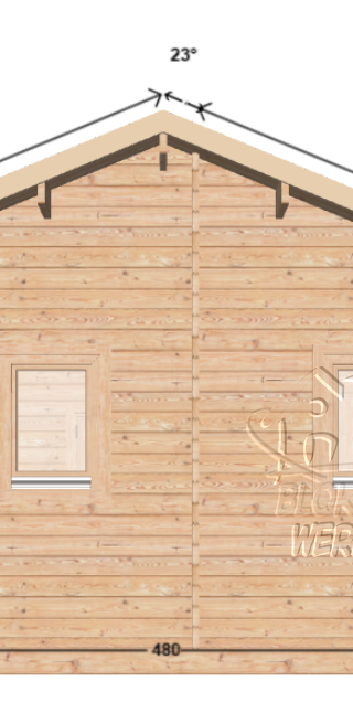 Tuinhuis Buikslotermeer 4,60x5,60-44 25,76m² | Zadeldak — 4