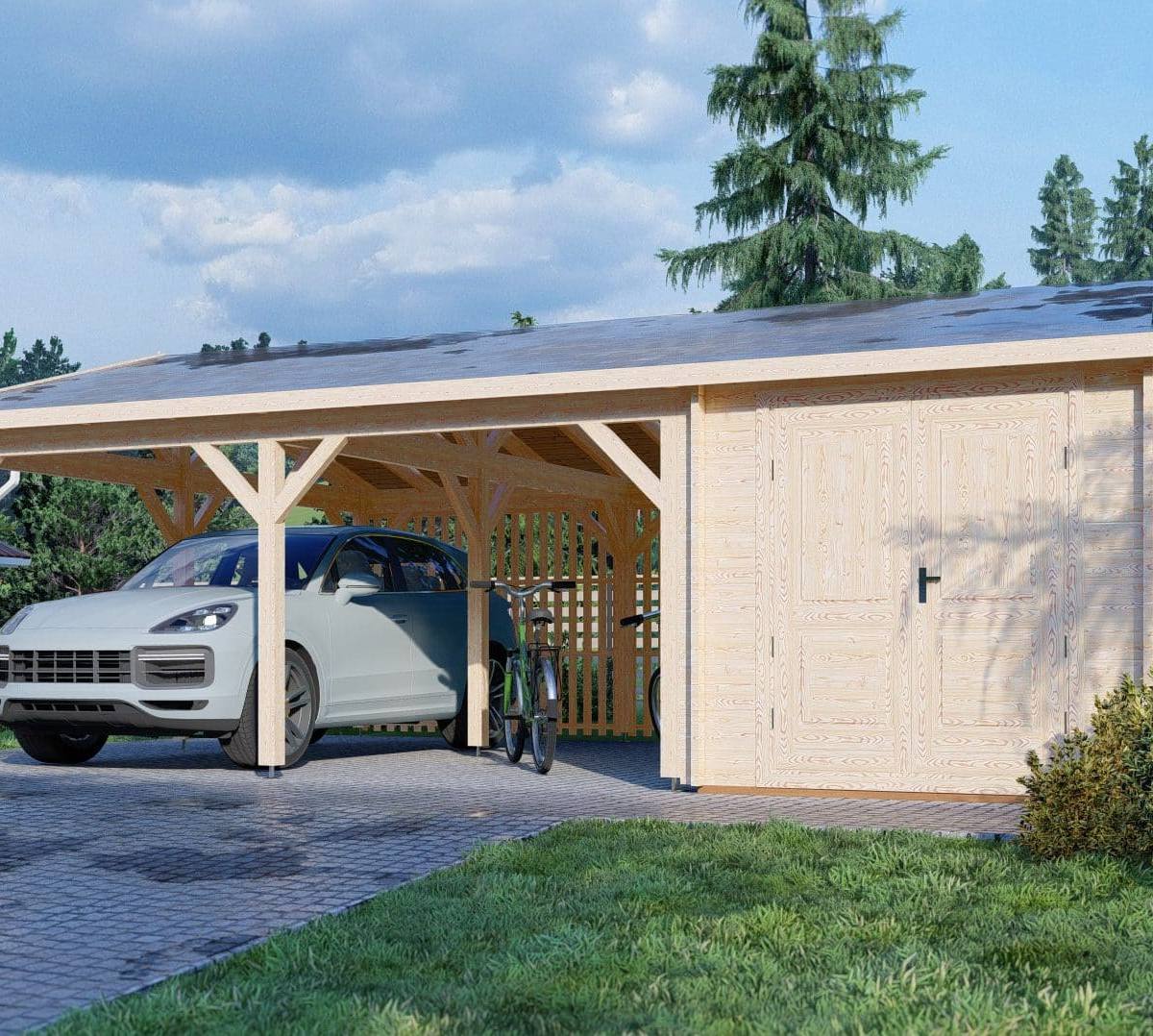 Carport+schuur 5,7x7,9m 44mm
