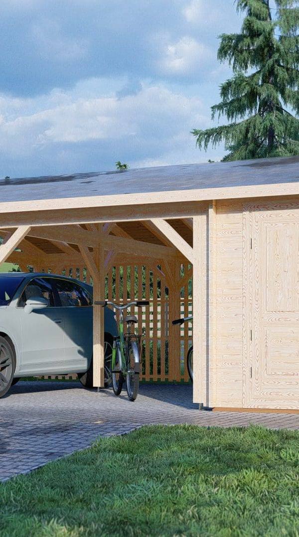 Carport+schuur 5,7x7,9m 44mm