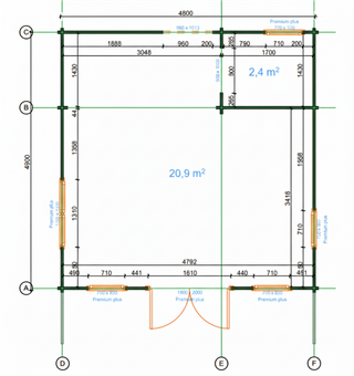 Tuinhuis De Bretten 4,80x4,90-44 23,52m² | Zadeldak — 3