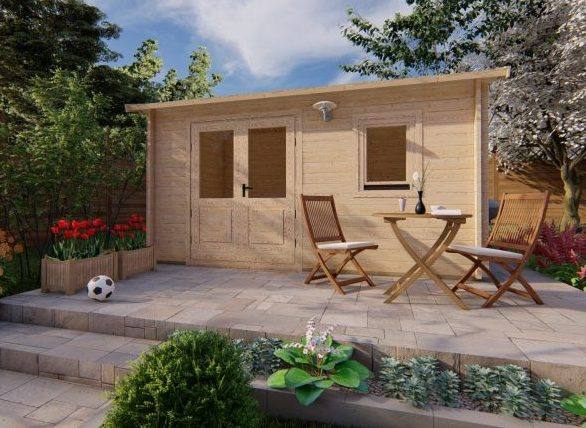Tuinkantoor 4.5x2.5m | Zadeldak | helemaal compleet | pakket korting