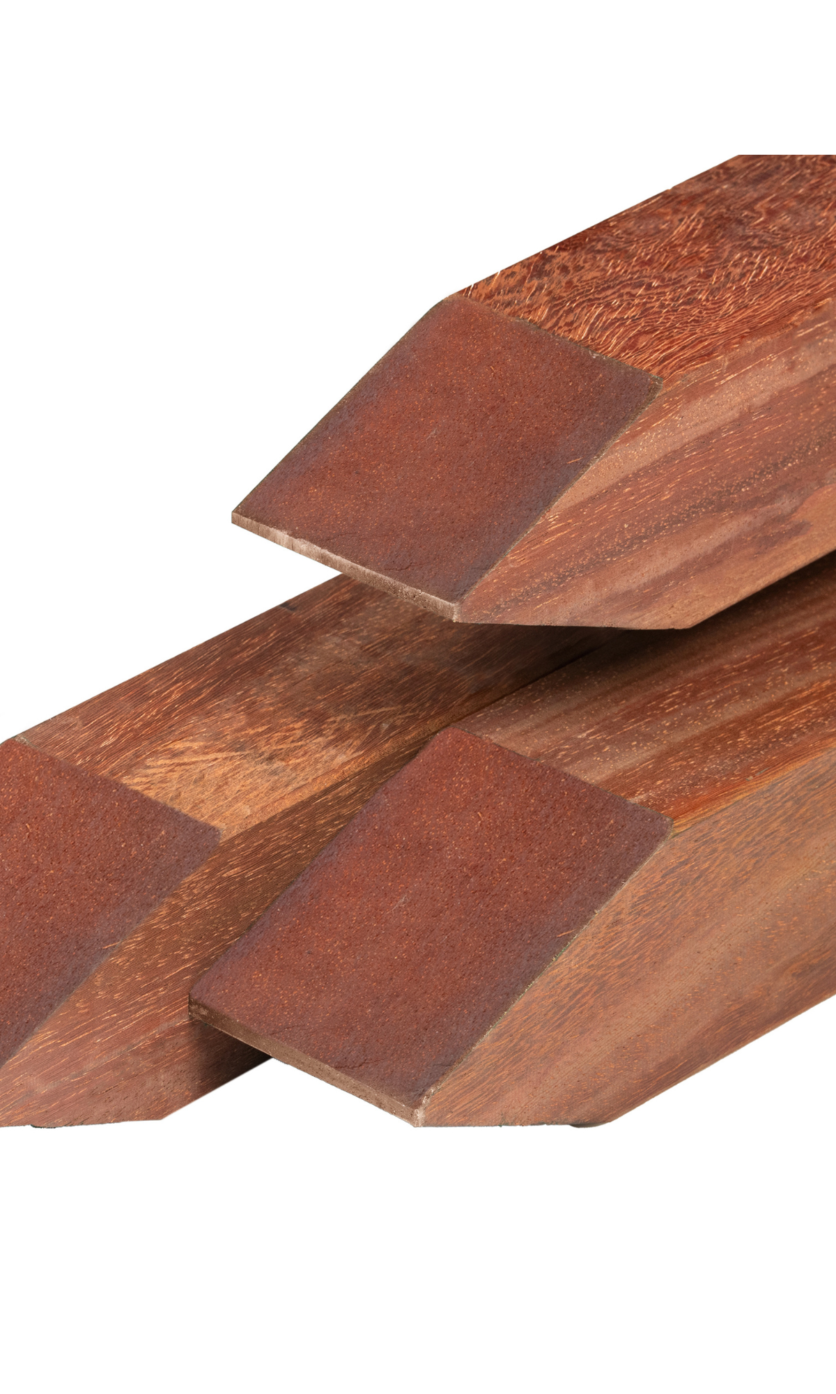 Angelim vermelho hardhout paal 8,5 x 8,5 x 275 cm geschaafd, gepunt, 4 ronde hoeken