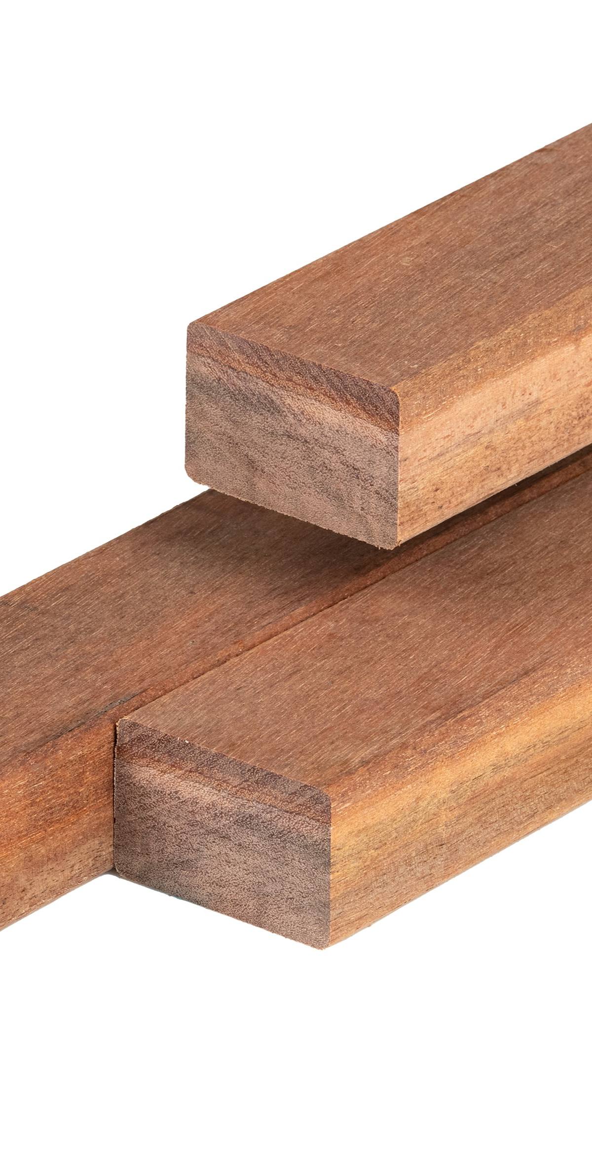 Azobé hardhout regel 4,5 x 7,0 x 200 cm geschaafd, 4 ronde hoeken