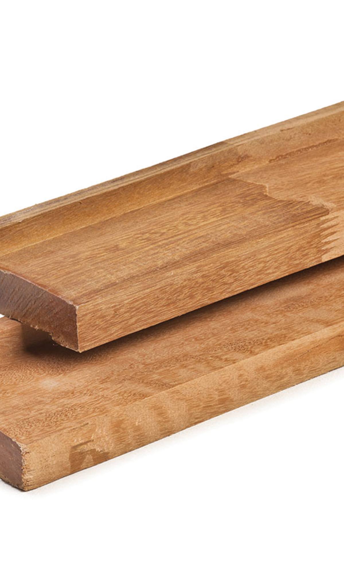 Bangkirai hardhout afwateringsbalk 4,5 x 9,0 x 300 cm kunstmatig gedroogd, geschaafd