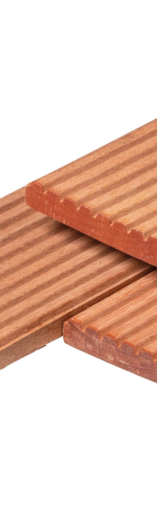 Bangkirai hardhout vlonderplank 2,1 x 14,5 x 245 cm kunstmatig gedroogd, geschaafd, 1 zijde 8 groeven