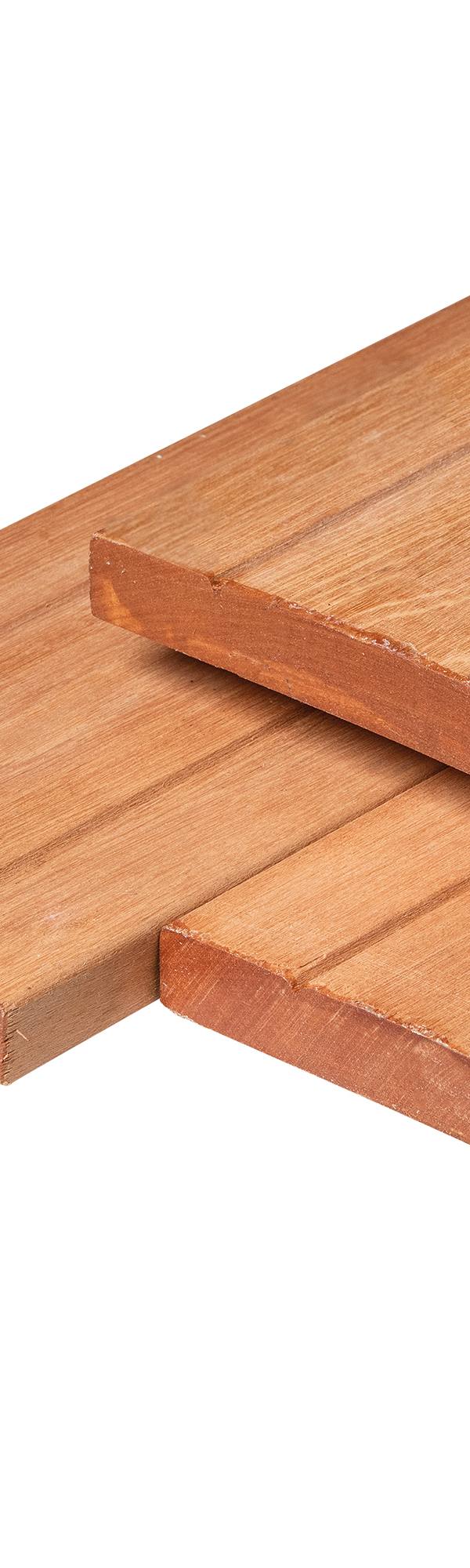 Bangkirai hardhout vlonderplank 2,8 x 19,0 x 365 cm kunstmatig gedroogd, geschaafd, 1 zijde 2 V-groeven