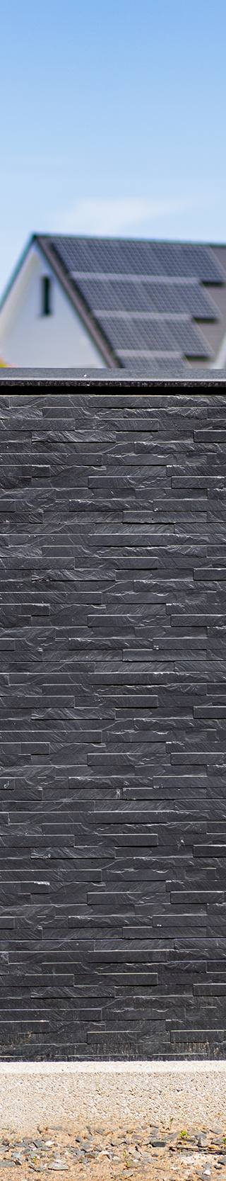 Berton©-motiefplaat smal antraciet gecoat H26 x D3,5 x L184 cm leisteenmotief — 2