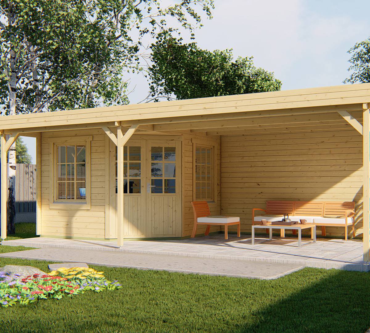 Blokhut - Tuinhuis Annette | 40 mm | vuren onbehandeld