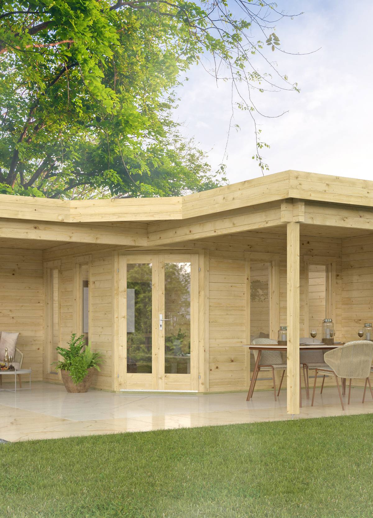 Blokhut - Tuinhuis Bridgend | 70 mm | onbehandeld