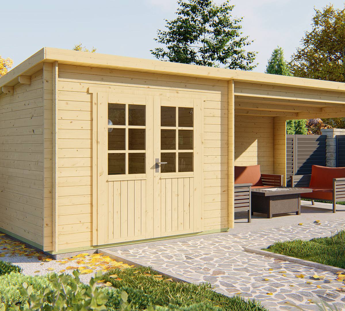 Blokhut - Tuinhuis Charlotta | 28 mm | vuren onbehandeld