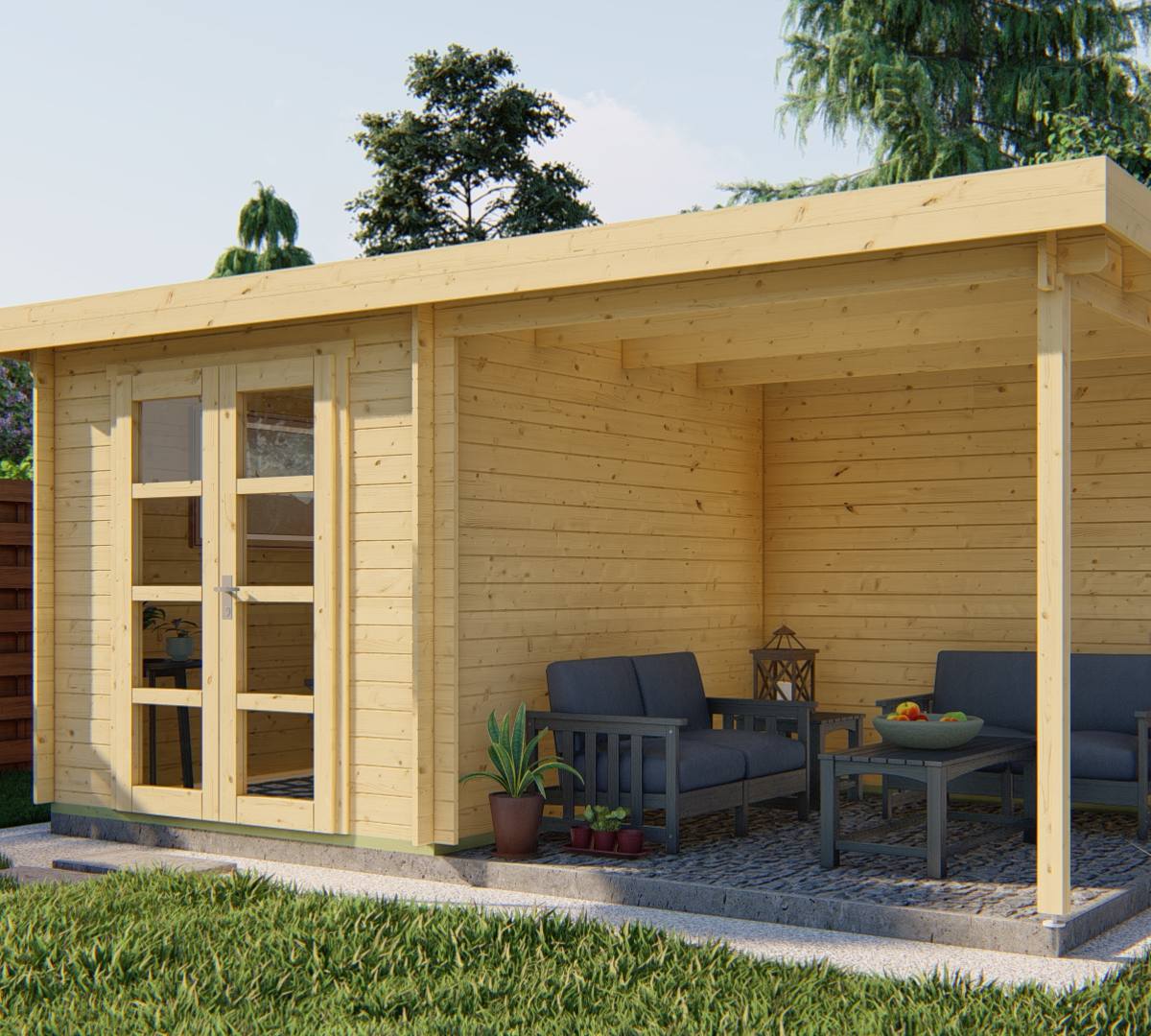 Blokhut - Tuinhuis Eirunn | 28 mm | onbehandeld