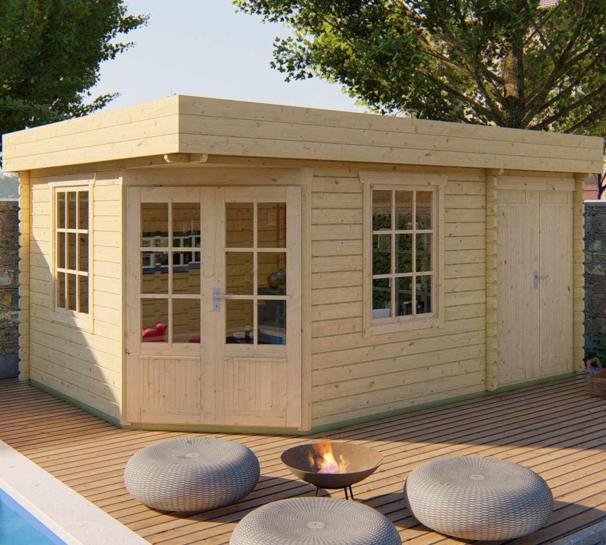 Blokhut - Tuinhuis Helge | 44 mm | vuren onbehandeld