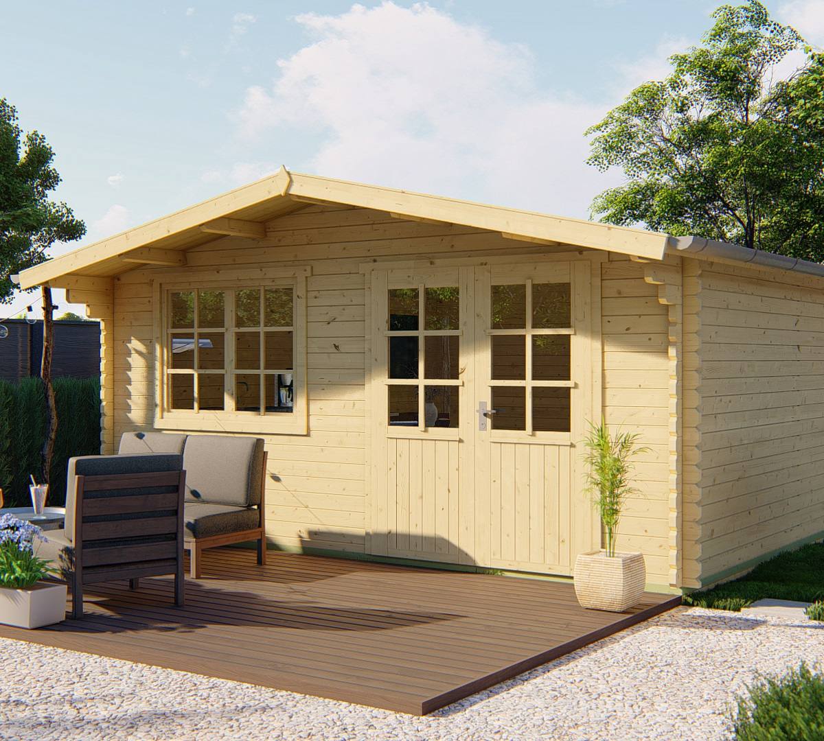 Blokhut - Tuinhuis Hendrick | 44 mm | vuren onbehandeld