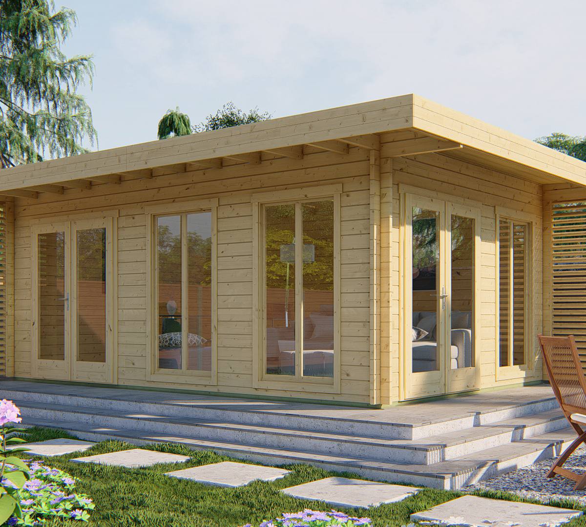 Blokhut - Tuinhuis Hildegard | 44 mm | vuren onbehandeld
