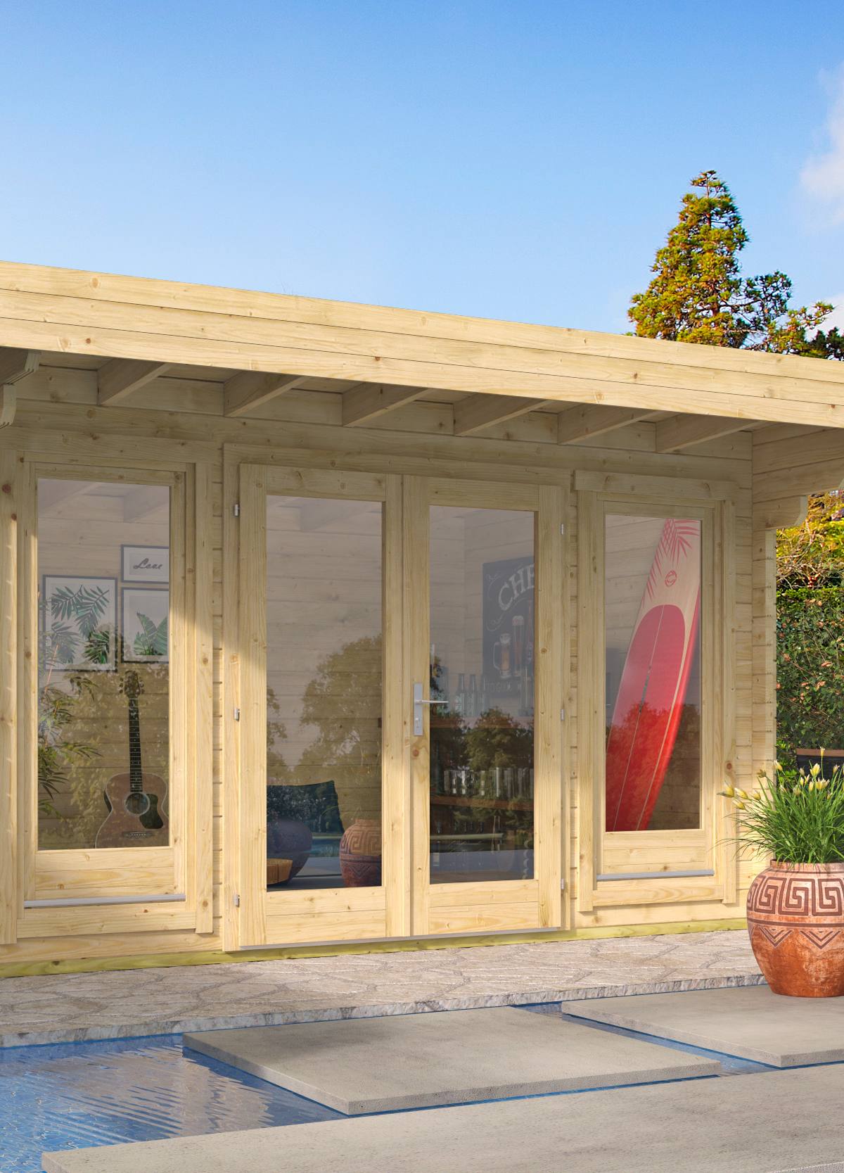 Blokhut - Tuinhuis James | 44 mm | vuren onbehandeld
