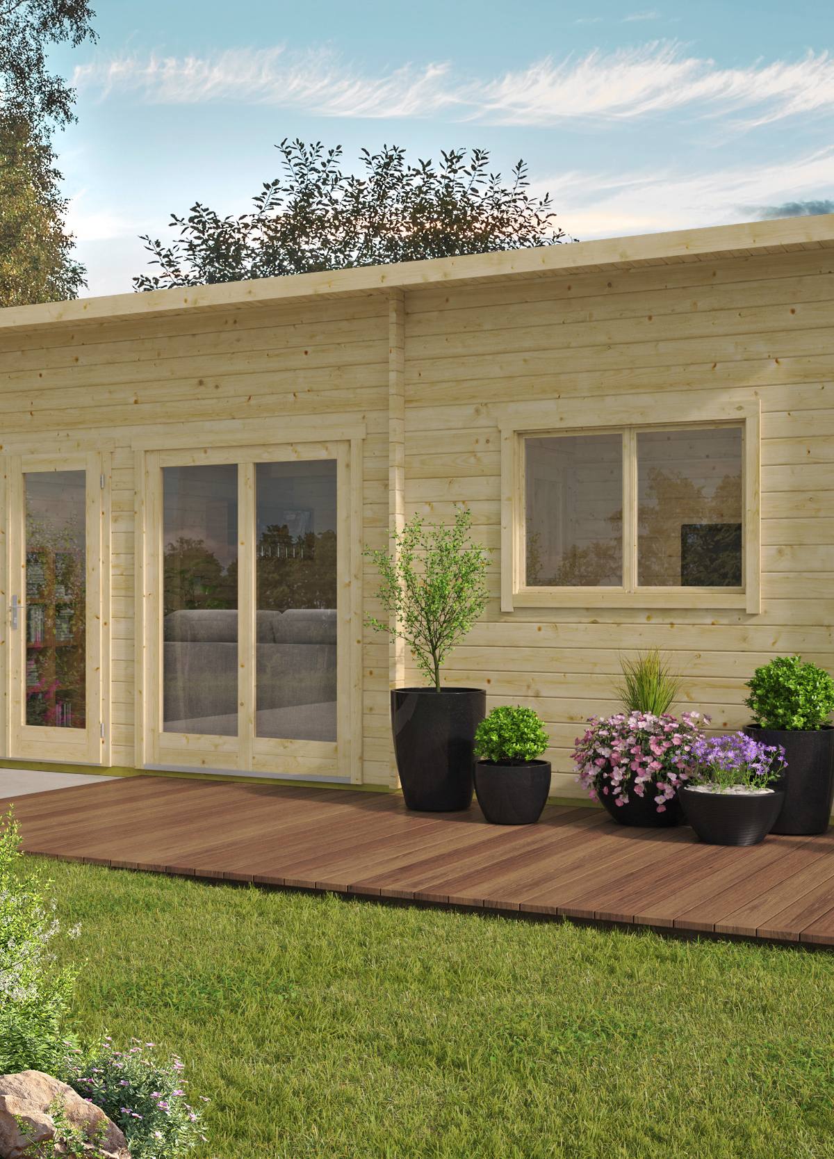 Blokhut - Tuinhuis Moderna | 44 mm | onbehandeld