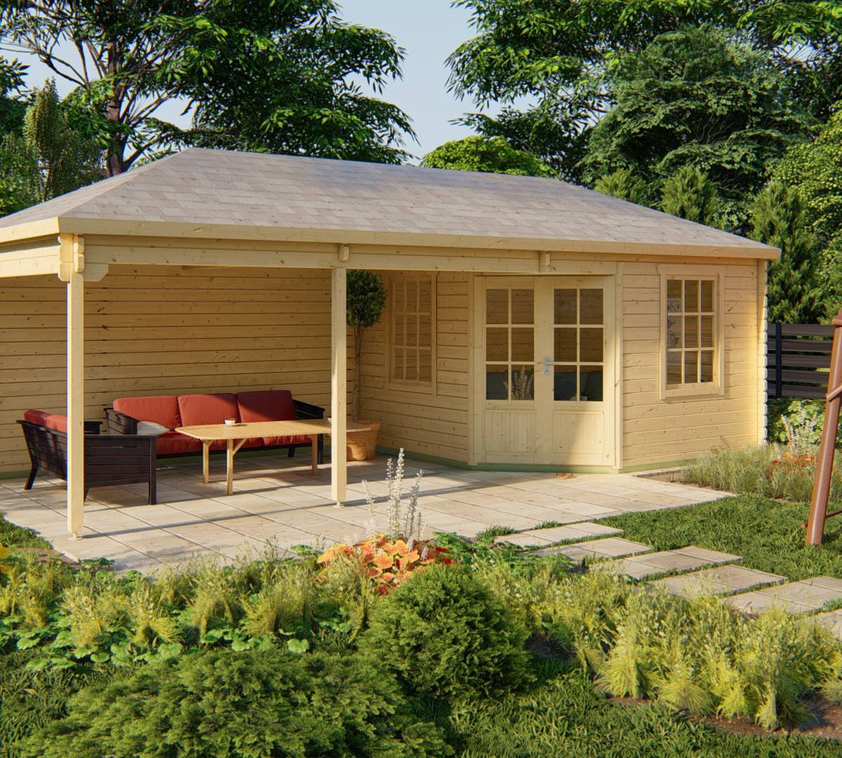 Blokhut - Tuinhuis Paiva | 44 mm | vuren onbehandeld