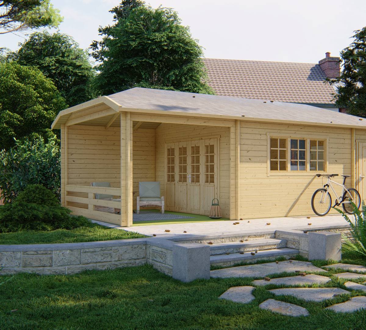 Blokhut - Tuinhuis Sibella | 44 mm | vuren onbehandeld