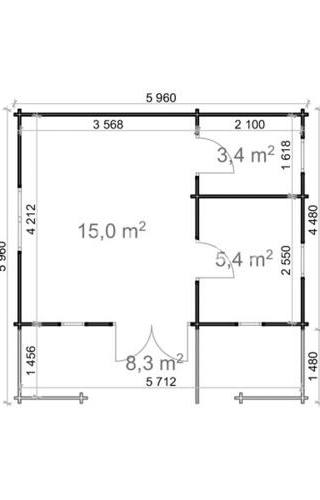 Blokhut Vinkeveen 6x4,5m 44mm — afbeelding 3