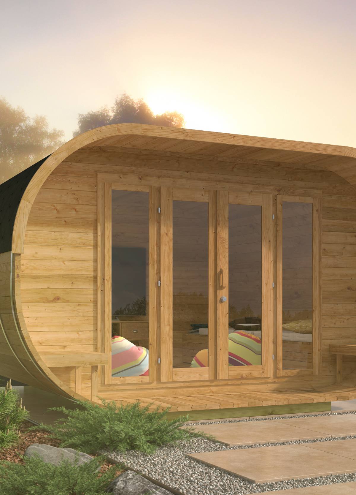 Camping Oval | 28/42 mm | Thermowood | 405x400 cm