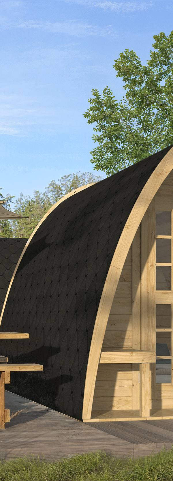 Camping POD 400 | 28 mm | vuren onbehandeld