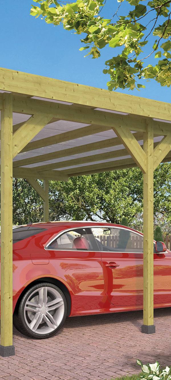 Carport Dubbel met PVC dakplaten vuren groen geïmpregneerd L500 x B600 cm