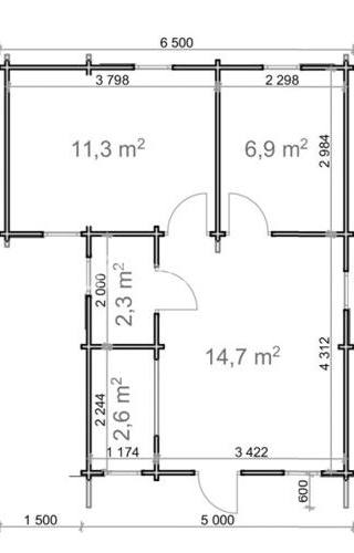 Chalet Den Haag 6,5x7,7m 42m2 68mm — 4