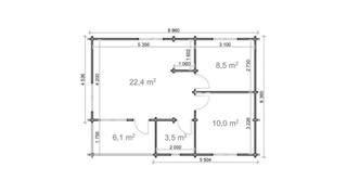 Chalet Den Helder 6,36x8,86m 68mm — 4