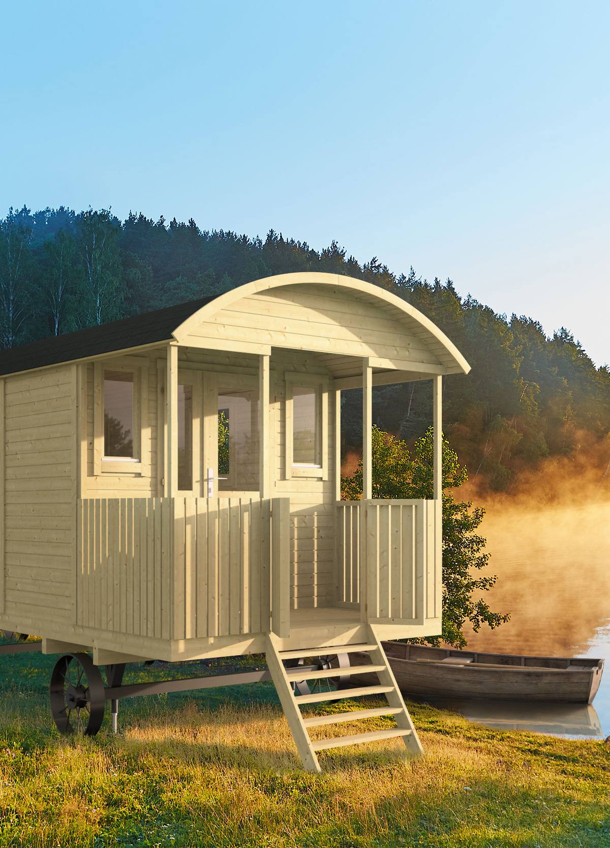 Circuswagen Jimmy | 19mm | vuren onbehandeld | 840 x 240 cm | excl. onderstel