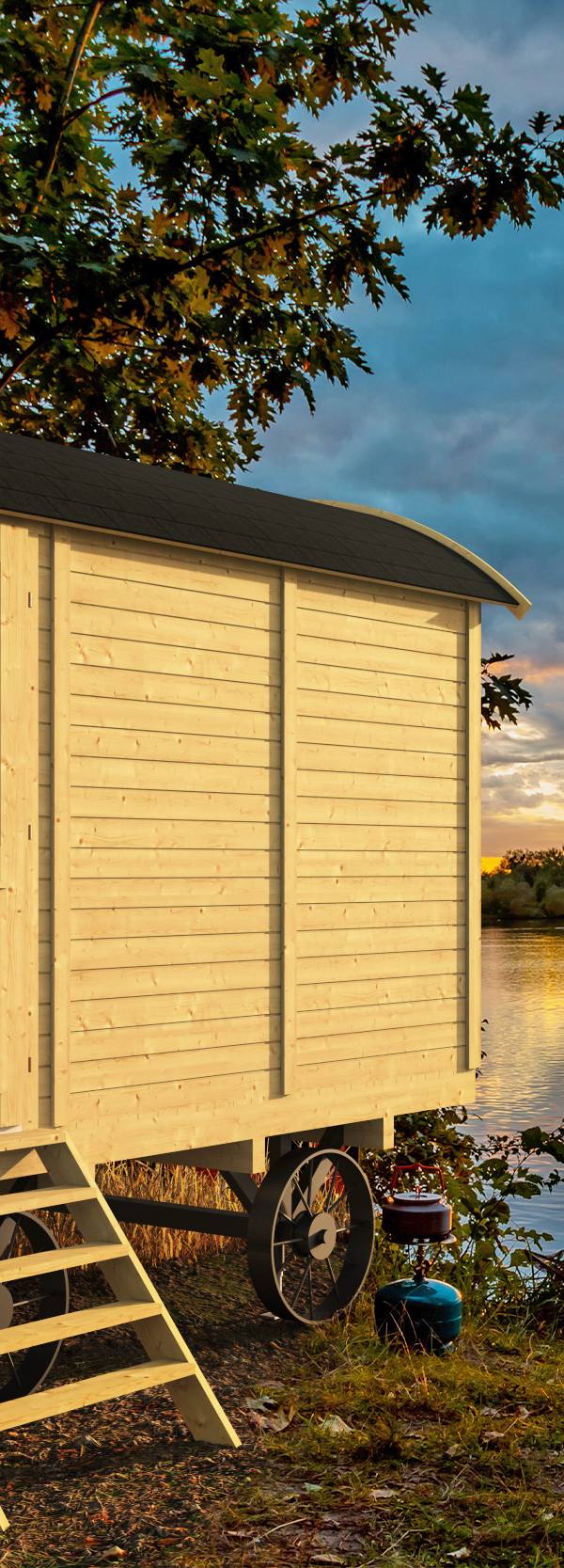 Circuswagen Joey | 19mm | vuren onbehandeld | 360 x 240 cm | excl. onderstel