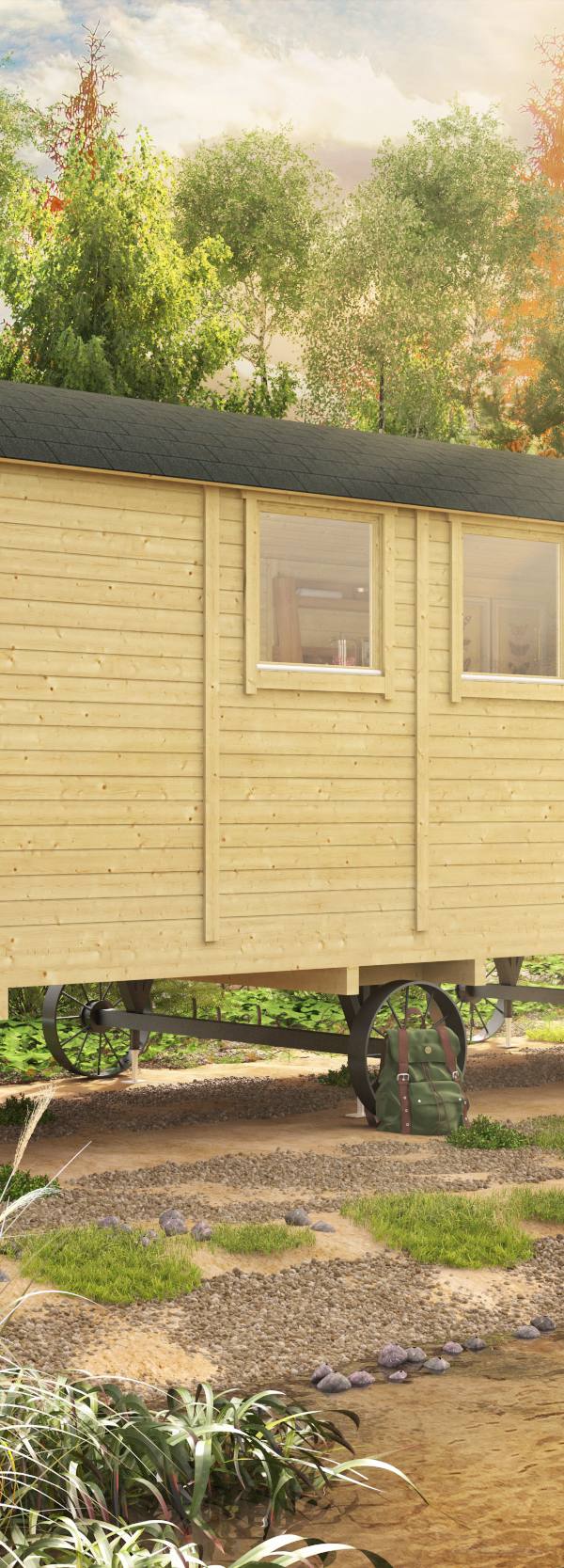 Circuswagen Kathleen | 19mm | vuren onbehandeld | 720 x 240 cm | excl. onderstel