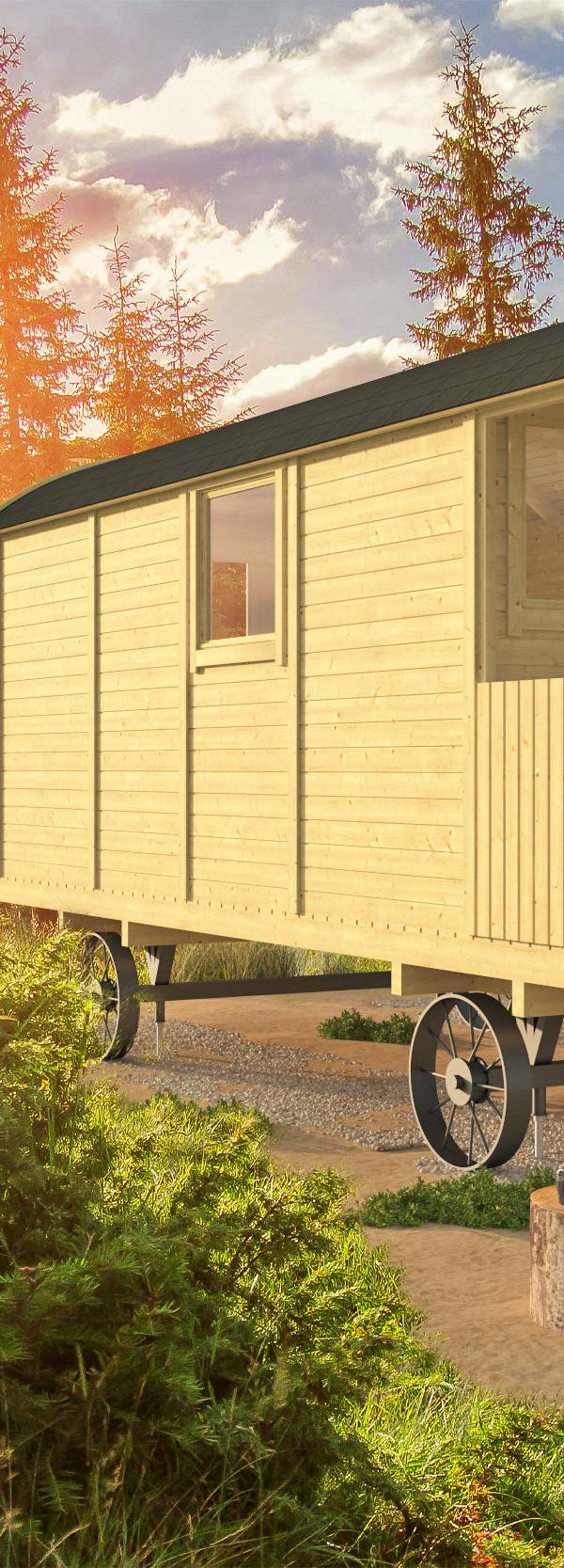 Circuswagen Kathy | 19mm | vuren onbehandeld | 500 x 240 cm | excl. onderstel