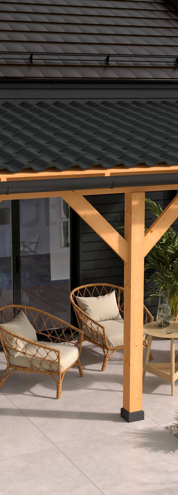 DHZ veranda douglas fijnbezaagd inclusief dakbeschot 400 x 300 cm