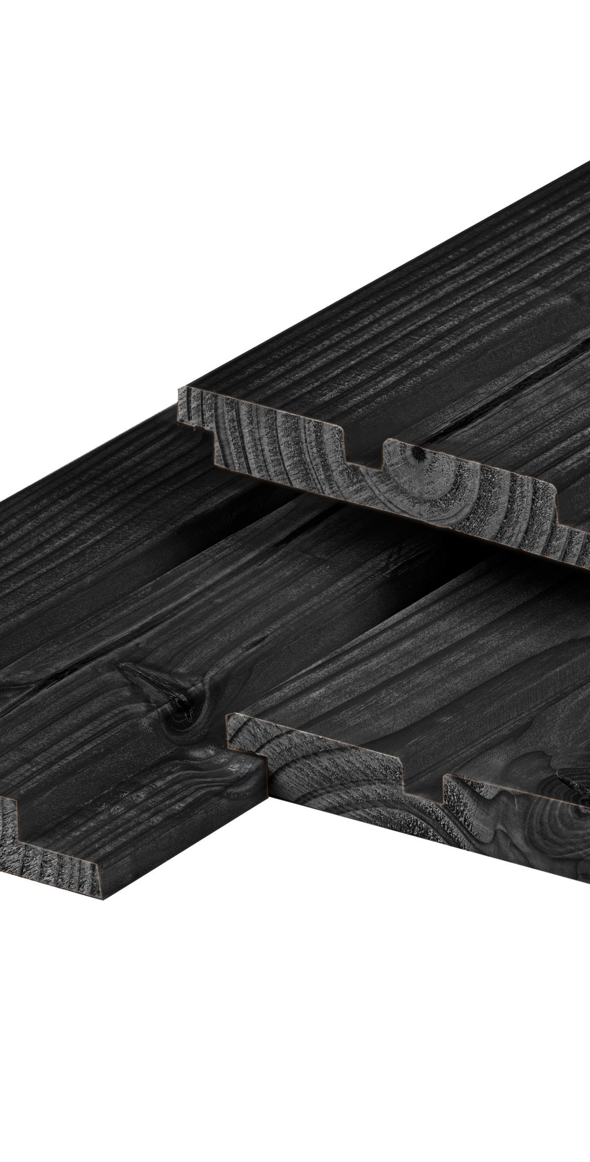 Douglas dubbel profiel 1,9 x 13,0 x 240 cm, gedroogd, zwart gespoten