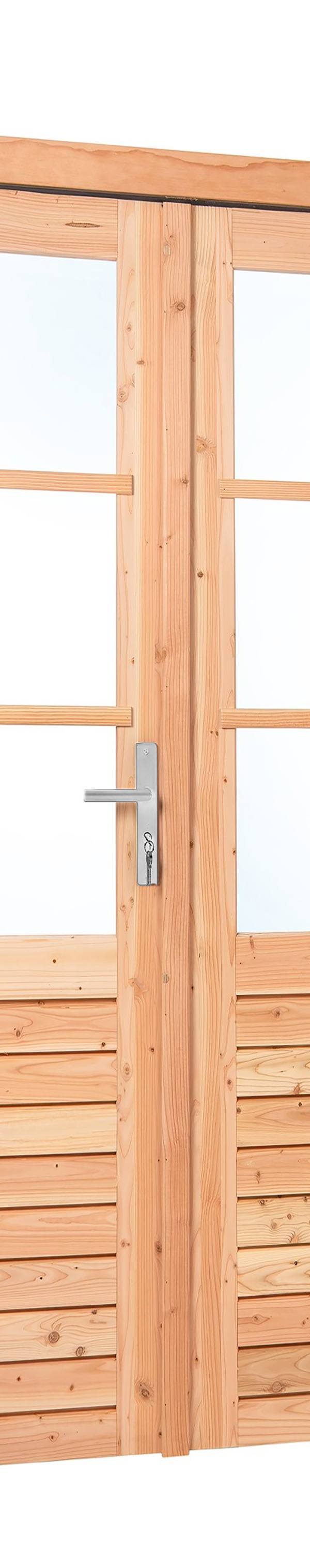 Douglas dubbele glas deur 6-ruits B1850xH2050mm buitenmaat, linksdraaiend (rvs beslagset)