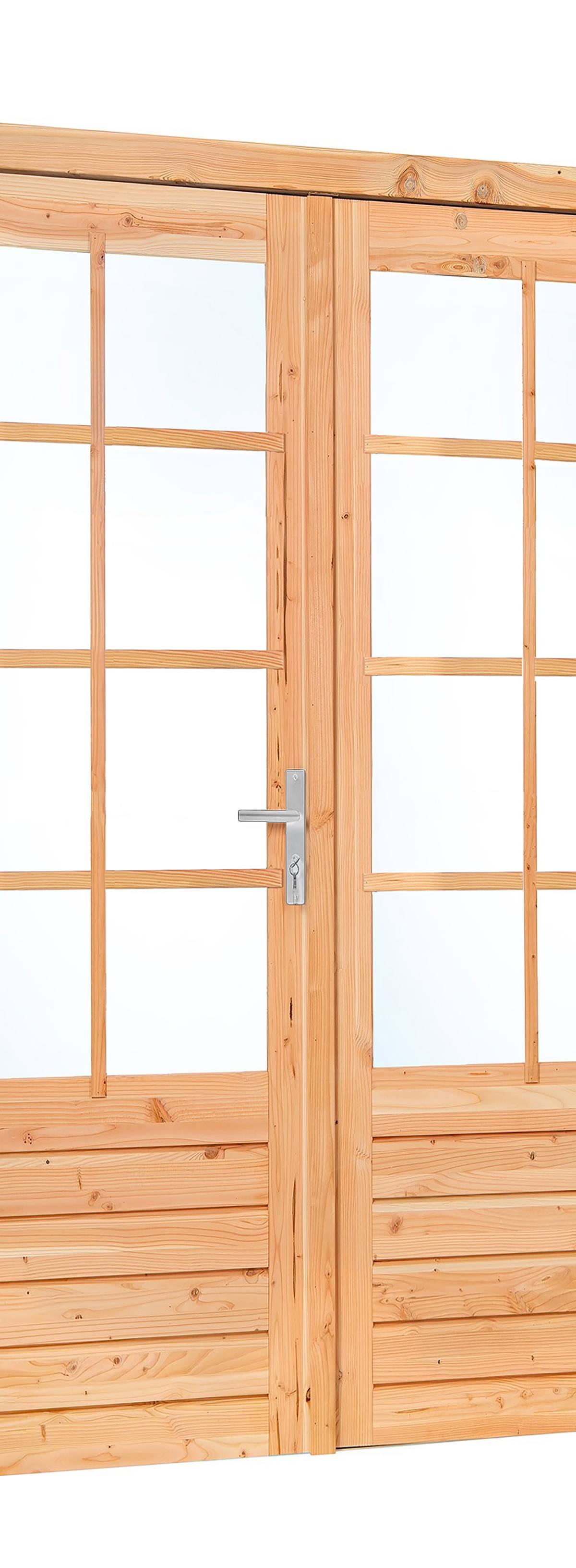 Douglas dubbele glas deur dubbelglas 8-ruits B2050xH2150mm buitenmaat, linksdraaiend (rvs beslagset)
