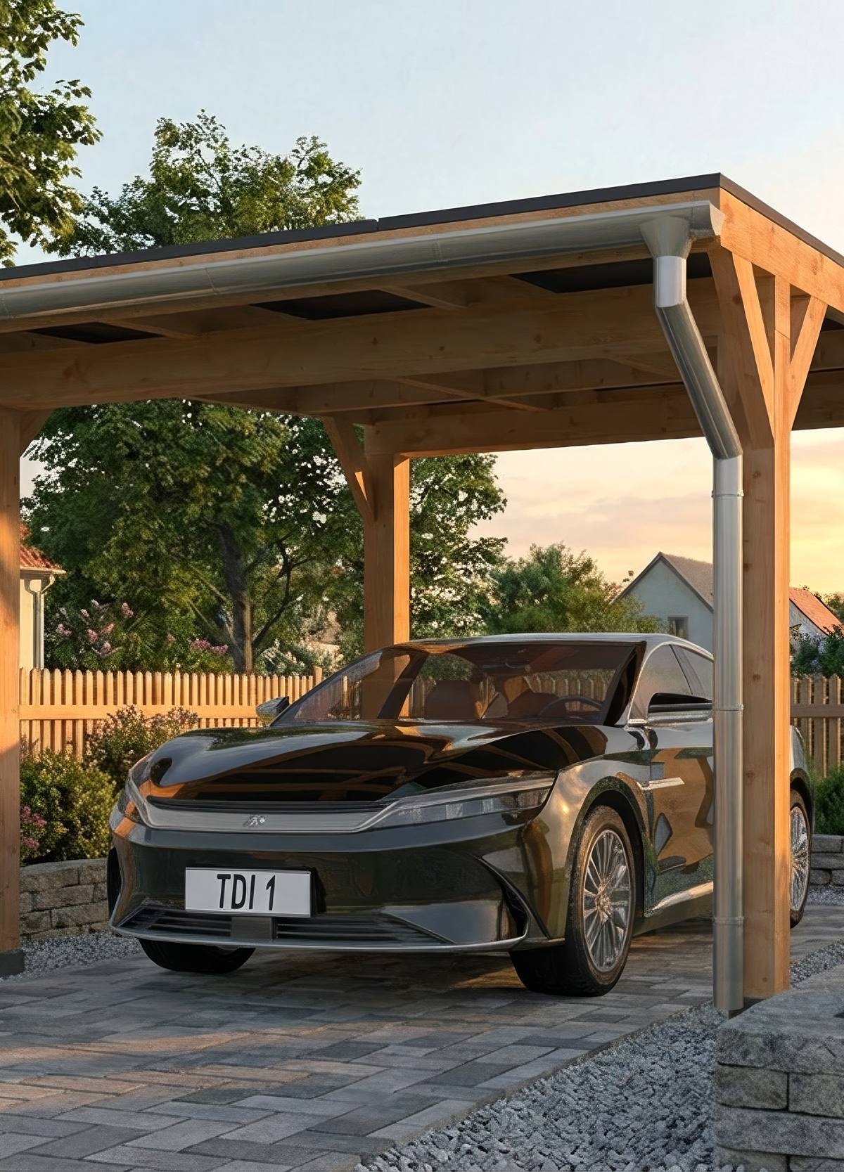 Douglas Enkele carport t.b.v. 9 zonnepanelen