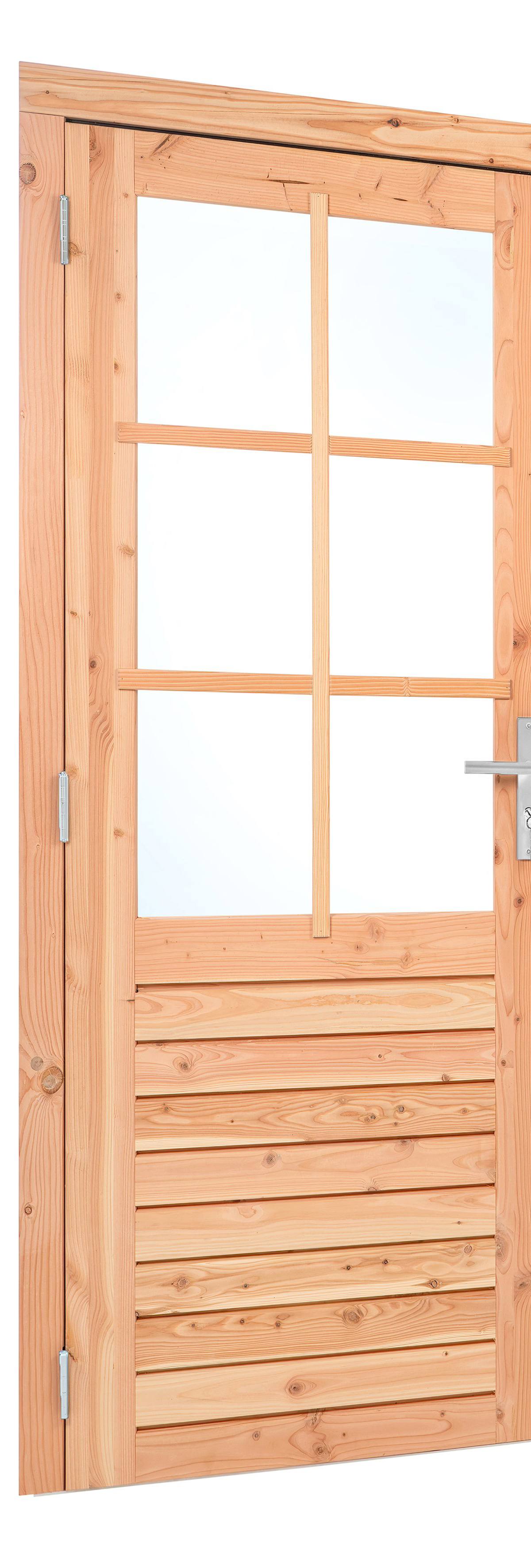 Douglas enkele glas deur 6-ruits B1000xH2050mm buitenmaat, linksdraaiend (rvs beslagset)