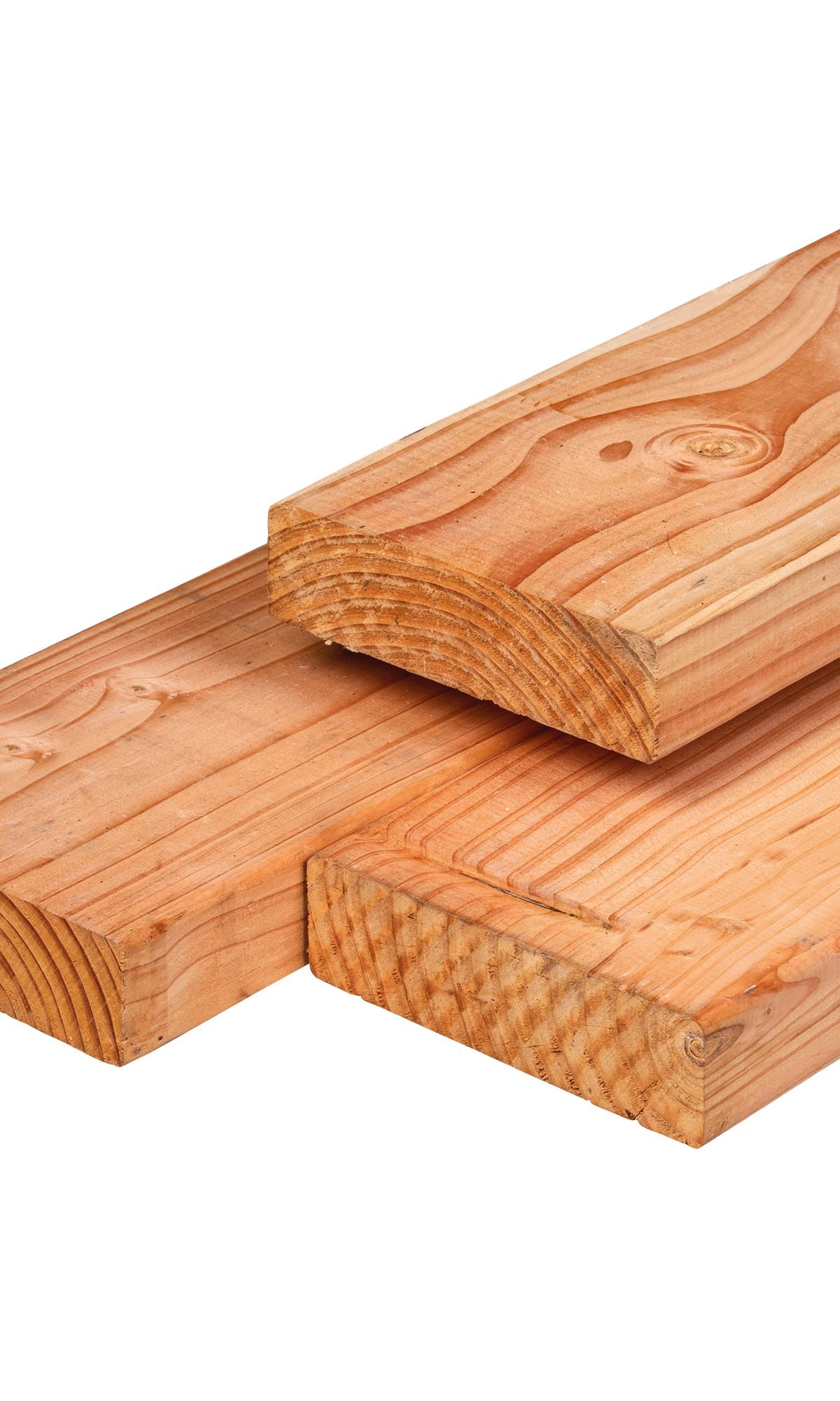 Douglas ligger 4,5 x 16,0 x 300 cm, gedroogd, geschaafd, 4 ronde hoeken