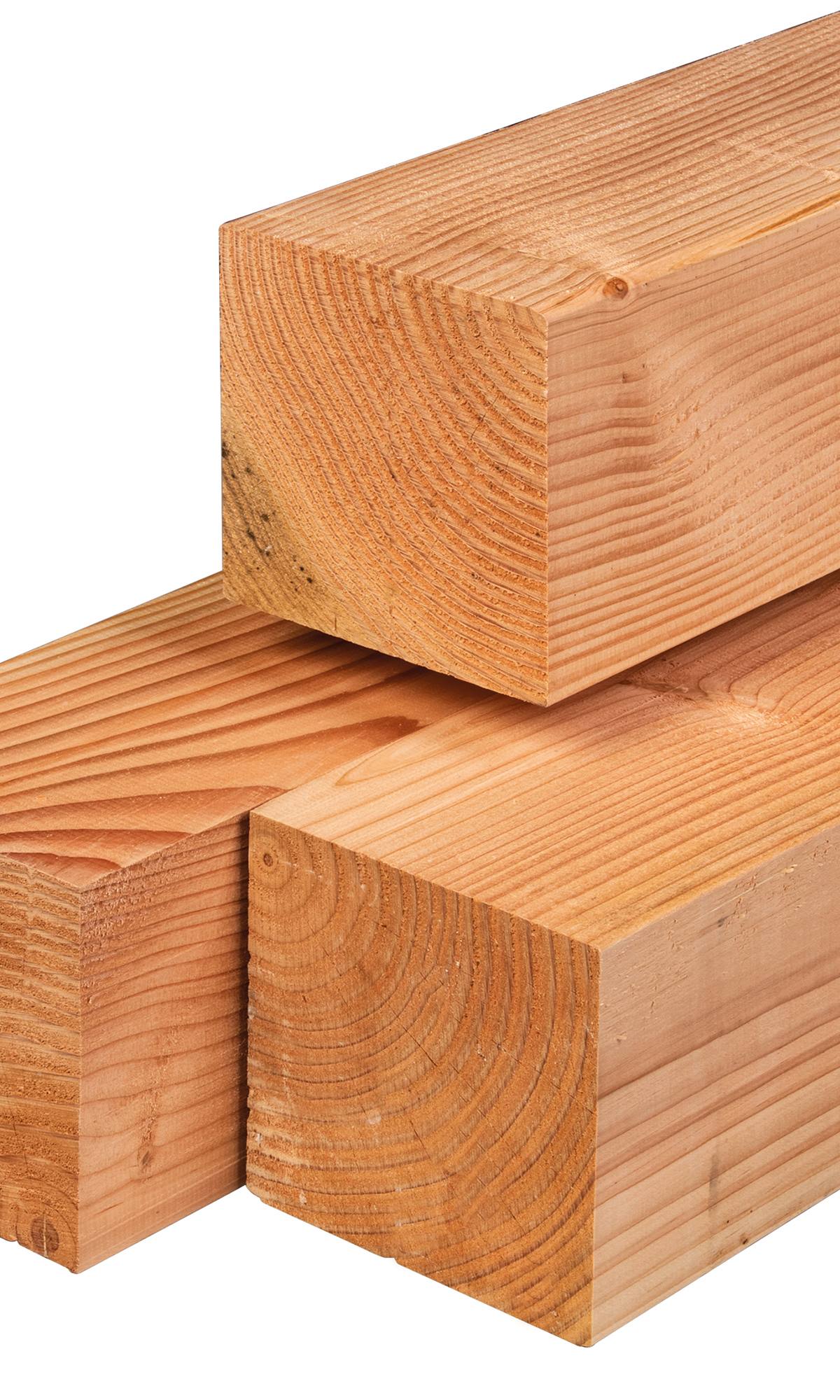 Douglas paal 14,0 x 14,0 x 250 cm, gedroogd, geschaafd, 4 ronde hoeken