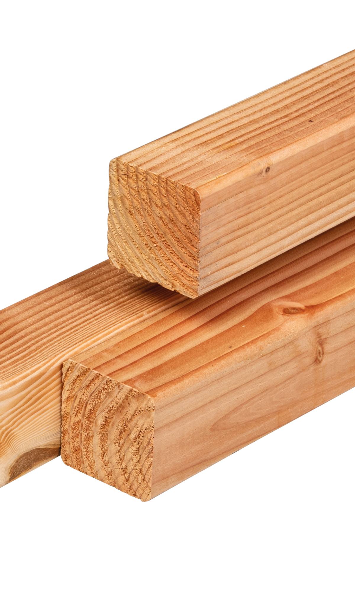 Douglas paal 6,5 x 6,5 x 300 cm, gedroogd, geschaafd, 4 ronde hoeken
