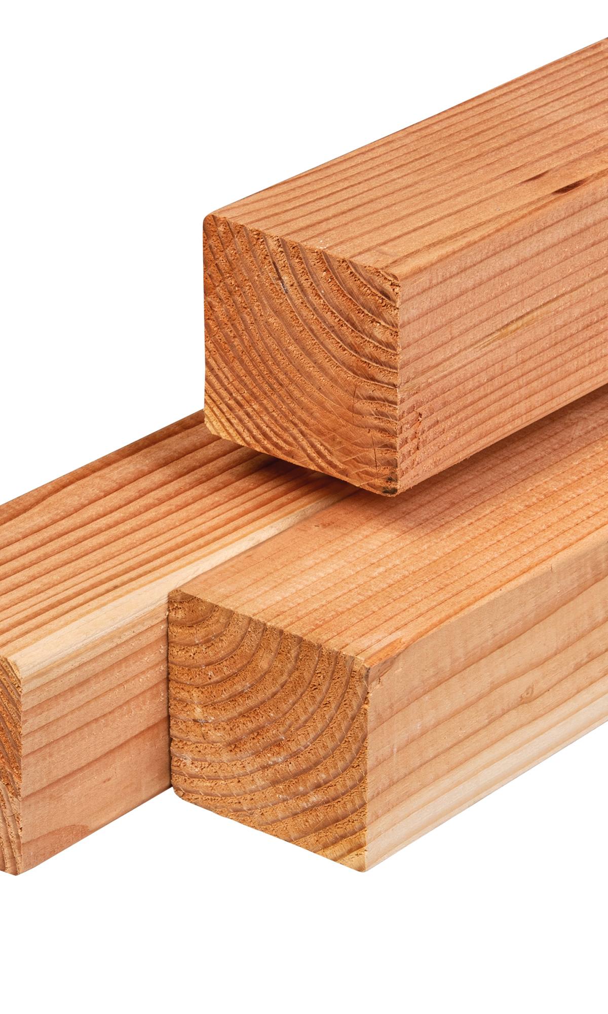 Douglas paal 8,5 x 8,5 x 300 cm, gedroogd, geschaafd, 4 ronde hoeken
