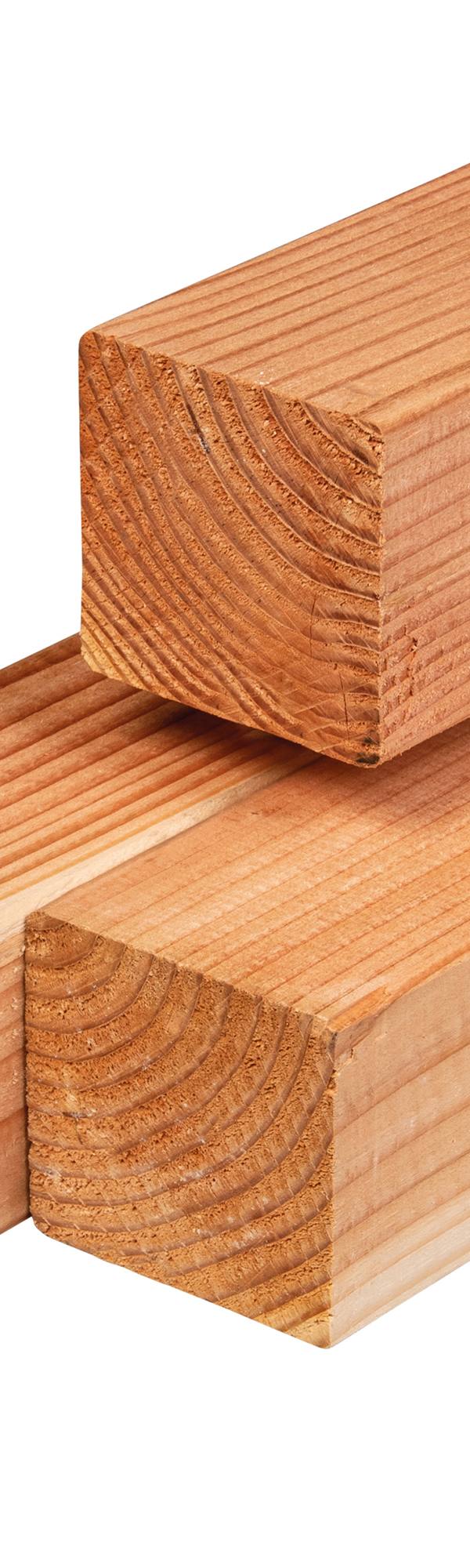 Douglas paal 8,5 x 8,5 x 300 cm, gedroogd, geschaafd, 4 ronde hoeken