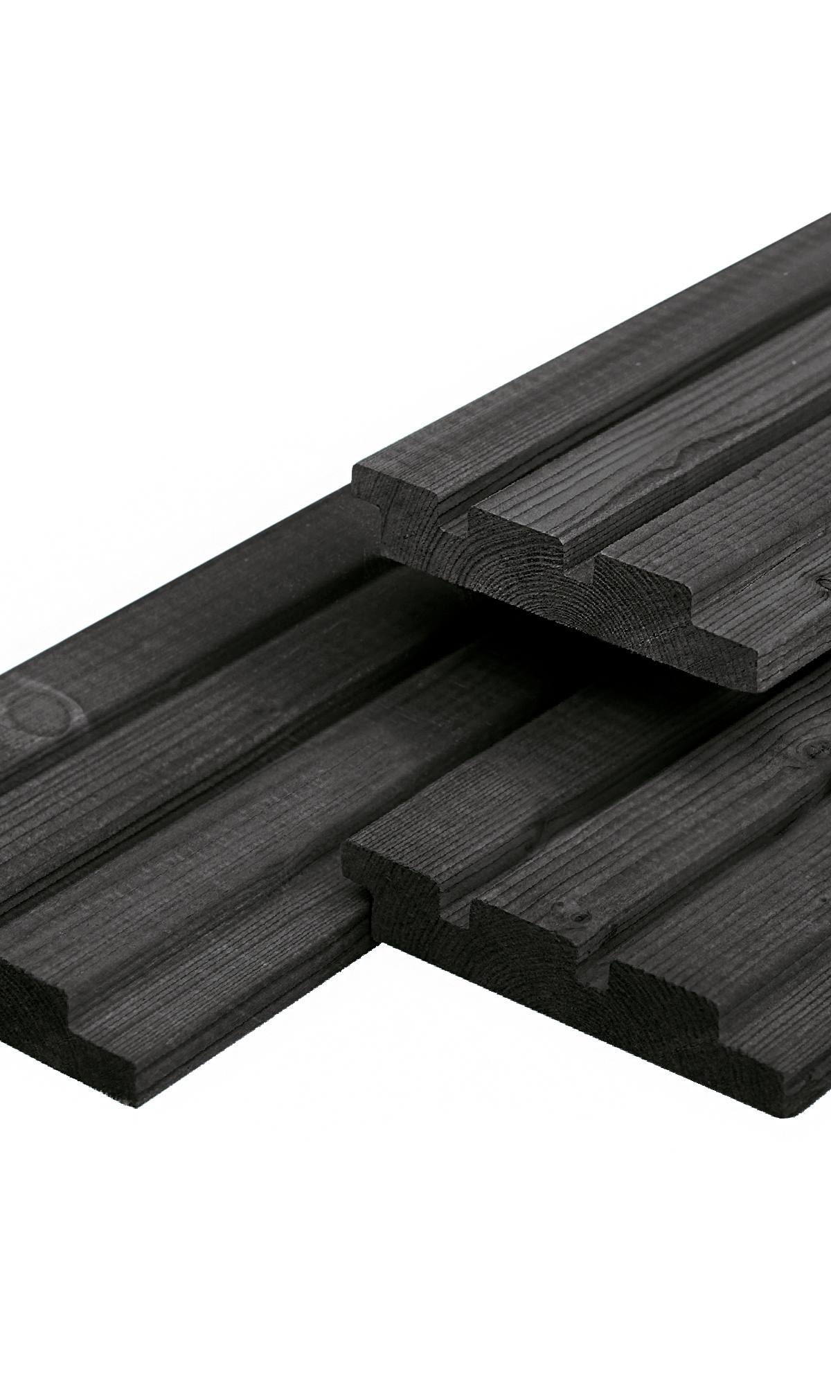 Douglas triple profiel 1,9 x 13,0 x 240 cm, gedroogd, zwart gespoten, geschaafd
