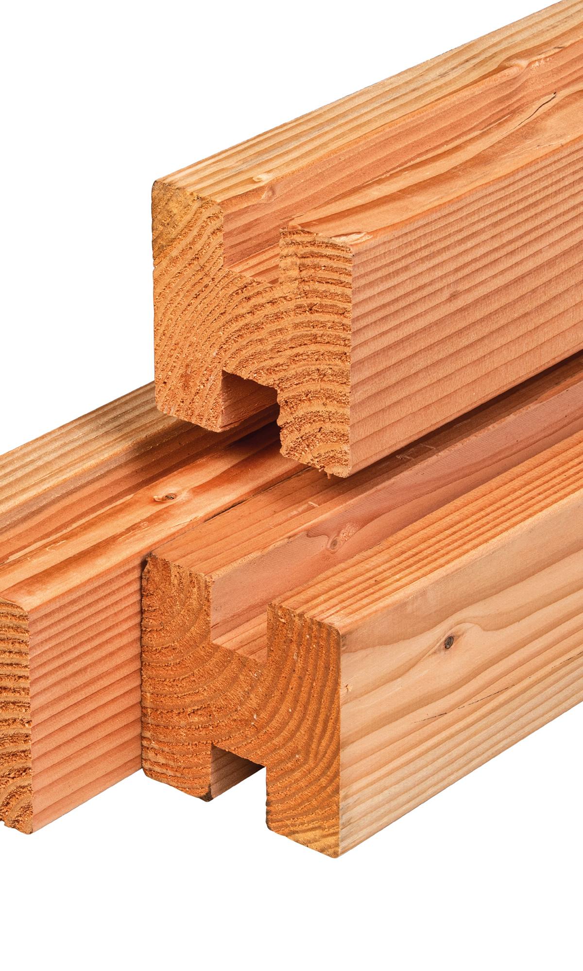 Douglas tussenpaal 11,5 x 11,5 x 300 cm, gedroogd, geschaafd, 4 ronde hoeken