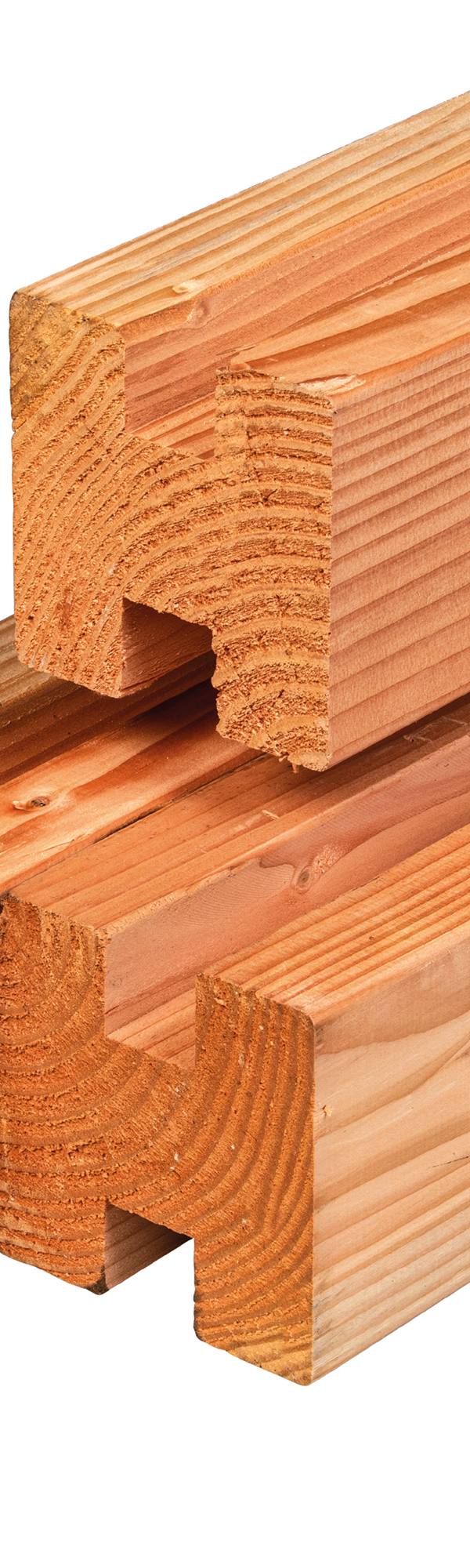 Douglas tussenpaal 11,5 x 11,5 x 300 cm, gedroogd, geschaafd, 4 ronde hoeken