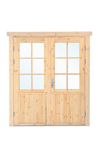 Dubbele deur+kozijn dubbel glas, vuren, XL 174 x 209 cm rechtsdraaiend — 2