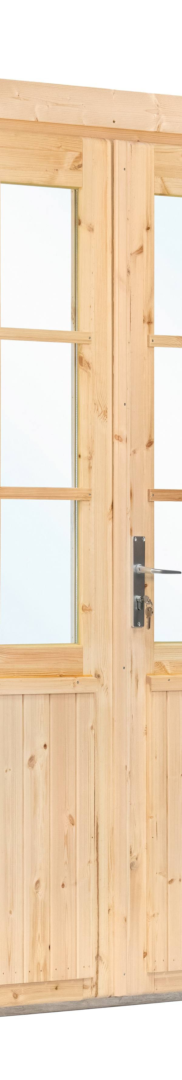 Dubbele deur+kozijn dubbel glas, vuren, XL 174 x 209 cm rechtsdraaiend