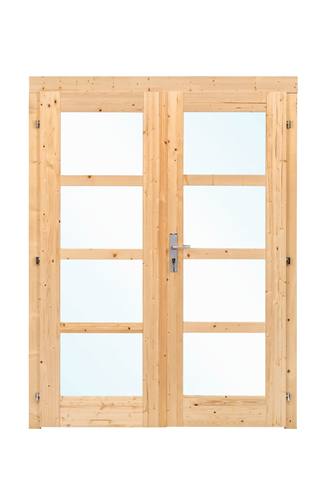 Dubbele deur+kozijn, vuren, enkel glas D1 — 2