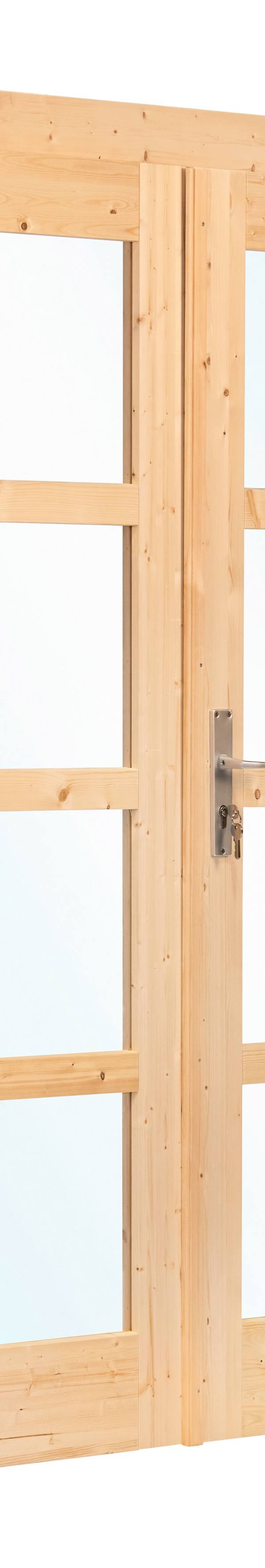 Dubbele deur+kozijn, vuren, enkel glas D1